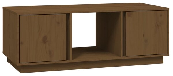 Mézbarna tömör fenyőfa dohányzóasztal 110 x 50 x 40 cm