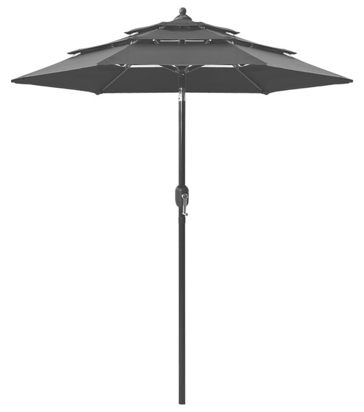 VidaXL 3 szintes fekete napernyő alumíniumrúddal 2 m