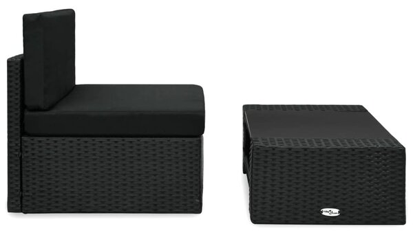 2 részes fekete polyrattan kerti ülőgarnitúra