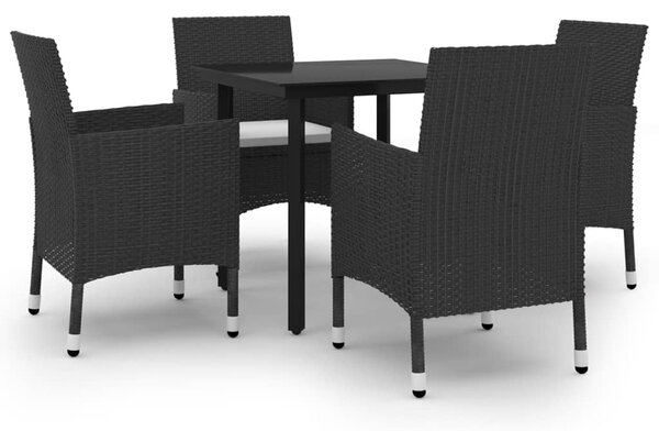 5 részes polyrattan és üveg kerti étkezőgarnitúra párnákkal