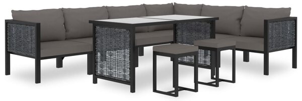 Antracitszürke polyrattan sarokkanapé-elem bal oldali karfával