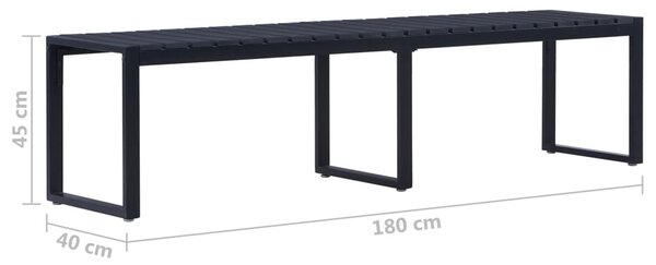 Fekete polisztirol lemez kerti pad 180 cm