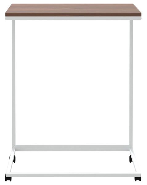 Fehér szerelt fa kisasztal kerekekkel 55x35x70 cm