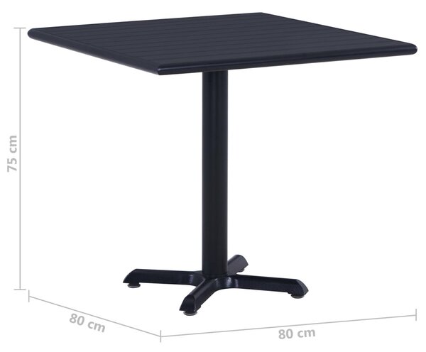 Fekete kerti asztal 80 x 80 x 75 cm