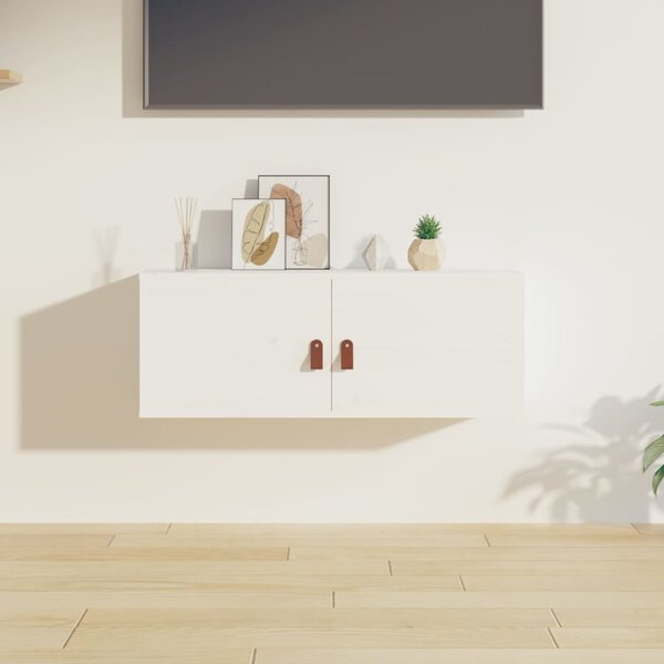 Fehér tömör fenyőfa faliszekrény 80 x 30 x 30 cm