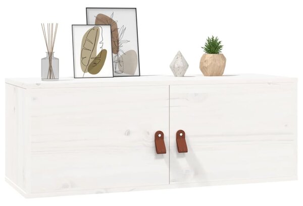 Fehér tömör fenyőfa faliszekrény 80 x 30 x 30 cm