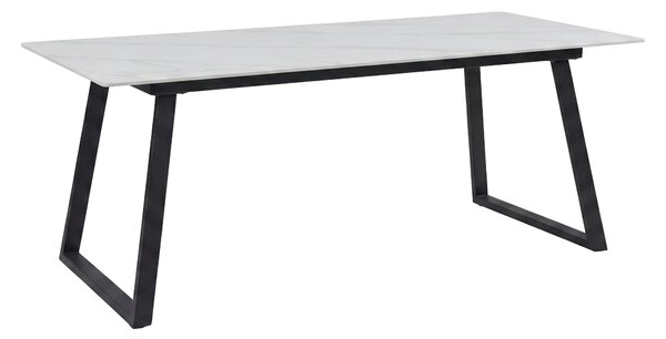 Asztal Dallas 5355, 75x90cm, Fekete, Fehér márvány