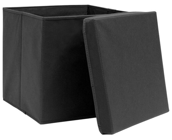 10 db fekete szövet tárolódoboz fedéllel 32 x 32 x 32 cm