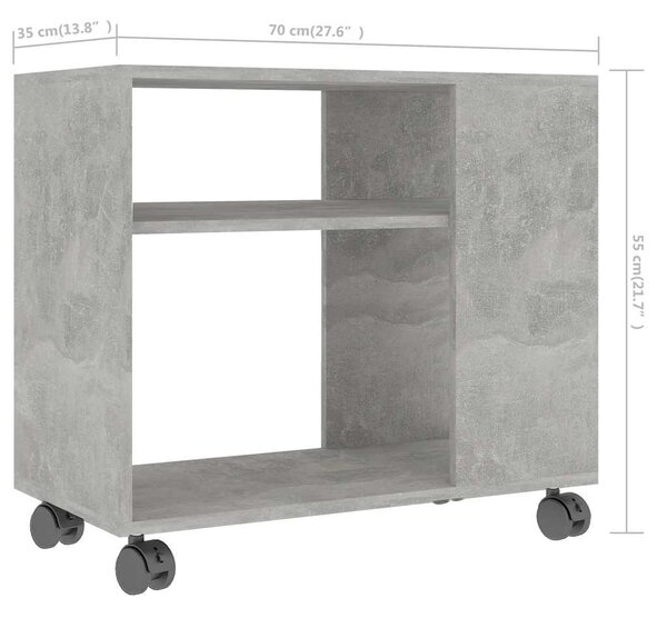Betonszürke szerelt fa kisasztal 70 x 35 x 55 cm
