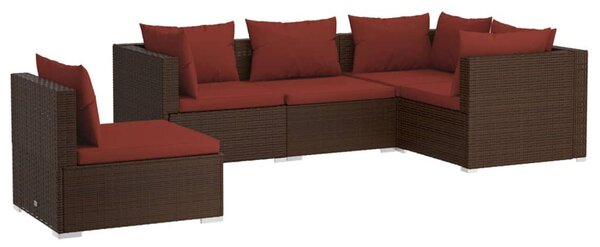 5 részes barna polyrattan kerti ülőgarnitúra párnákkal