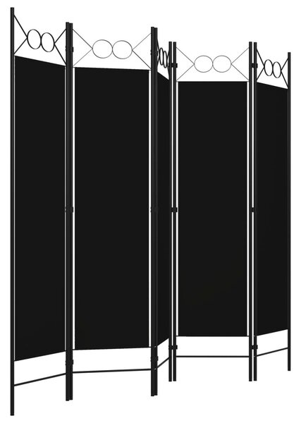 Fekete 5 paneles paraván 200 x 180 cm