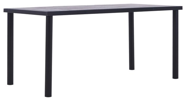 Fekete és betonszürke MDF étkezőasztal 160 x 80 x 75 cm