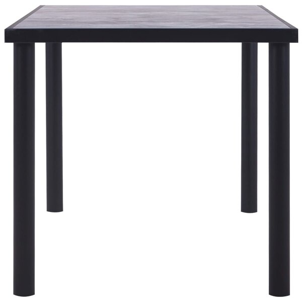 Fekete és betonszürke MDF étkezőasztal 160 x 80 x 75 cm