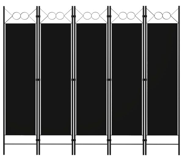 Fekete 5 paneles paraván 200 x 180 cm