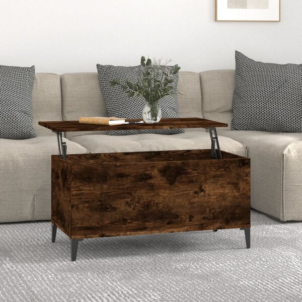 Füstös tölgy színű szerelt fa dohányzóasztal 90 x 44,5 x 45 cm