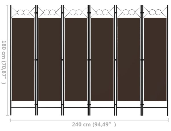 Barna 6 paneles paraván 240 x 180 cm