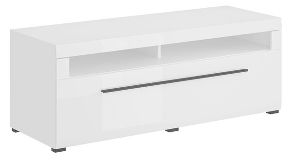 TV-állvány Ophsalu 103, Laminált forgácslap, 52x140x50cm, Fényes fehér, Fehér