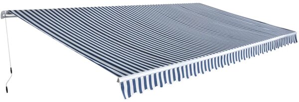 VidaXL kézzel működtethető napellenző kék és fehér, 600 cm