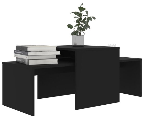 Fekete szerelt fa dohányzóasztal szett 100 x 48 x 40 cm