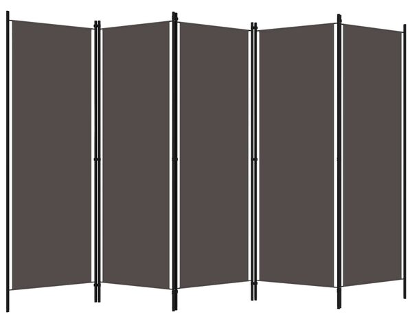 Antracitszürke 5 paneles paraván 250 x 180 cm