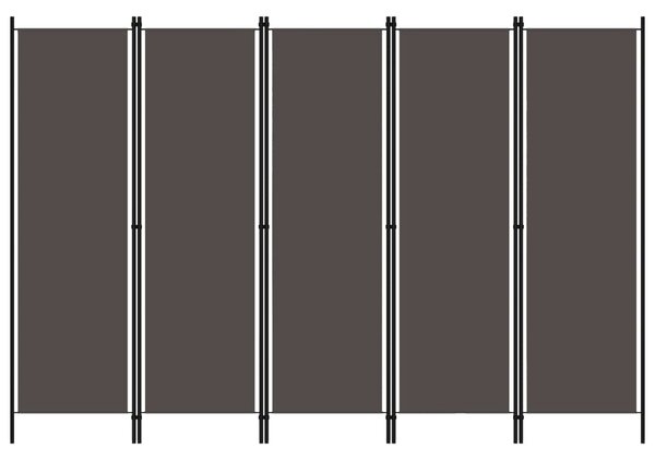 Antracitszürke 5 paneles paraván 250 x 180 cm