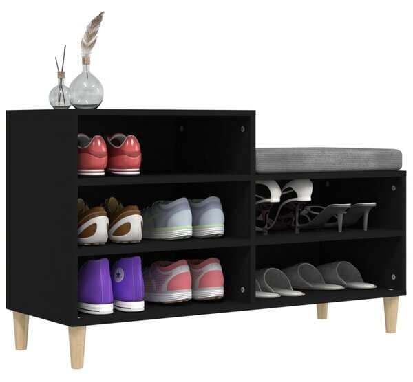 Fekete szerelt fa cipősszekrény 102x36x60 cm