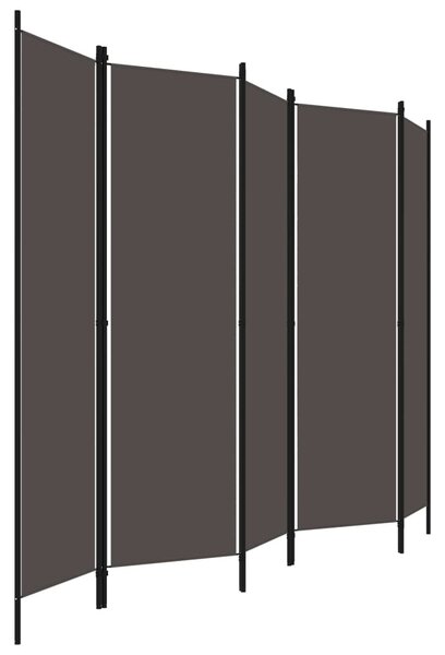 Antracitszürke 5 paneles paraván 250 x 180 cm