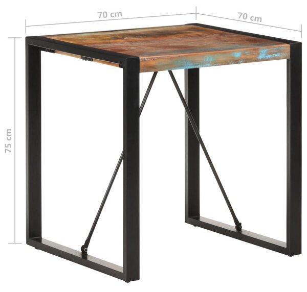 Tömör újrahasznosított fa étkezőasztal 70 x 70 x 75 cm