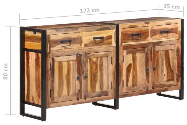 Tömör akácfa tálalószekrény mézszínű felülettel 172x35x80 cm