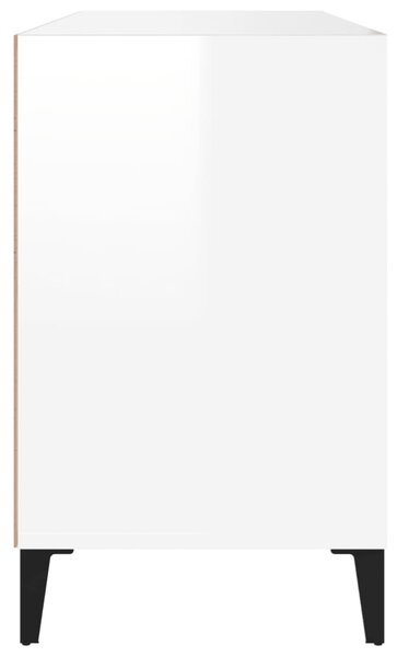 Magasfényű fehér szerelt fa cipősszekrény 102x36x60 cm