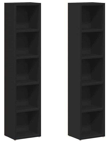 2 db fekete forgácslap CD-tartó szekrény 21 x 16 x 93,5 cm