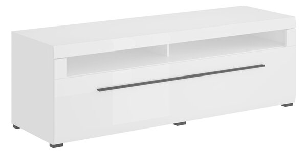 TV-állvány Ophsalu 104, Laminált forgácslap, 52x160x50cm, Fényes fehér, Fehér