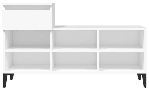 Fehér szerelt fa cipősszekrény 102x36x60 cm