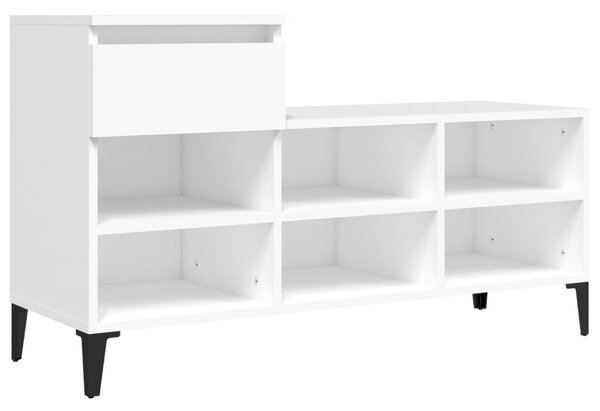 Fehér szerelt fa cipősszekrény 102x36x60 cm