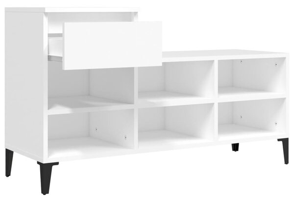 Fehér szerelt fa cipősszekrény 102x36x60 cm
