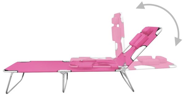 Magenta színű acél összecsukható napozóágy fejpárnával