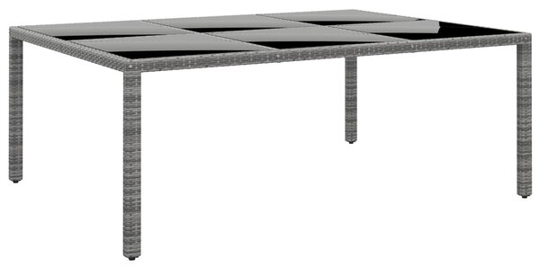 Szürke polyrattan és edzett üveg kerti asztal 200 x 150 x 75 cm