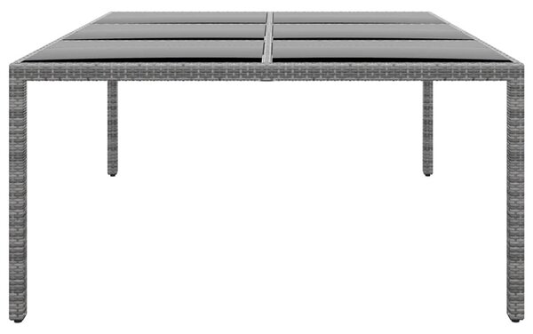 Szürke polyrattan és edzett üveg kerti asztal 200 x 150 x 75 cm