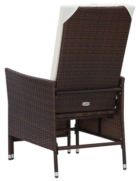 Barna dönthető háttámlás polyrattan kerti szék párnákkal