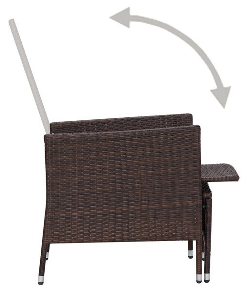 3 részes barna polyrattan kerti ülőgarnitúra párnákkal