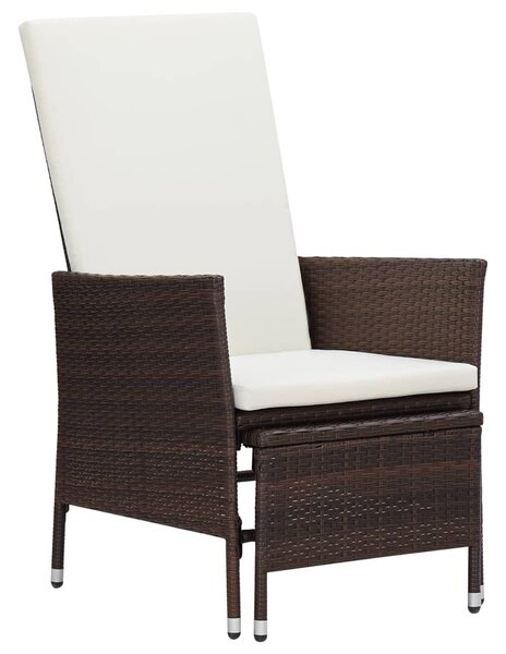 Barna dönthető háttámlás polyrattan kerti szék párnákkal