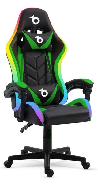 Delight Gamer Szék - BMD1115GR - RGB LED - Zöld/Fekete