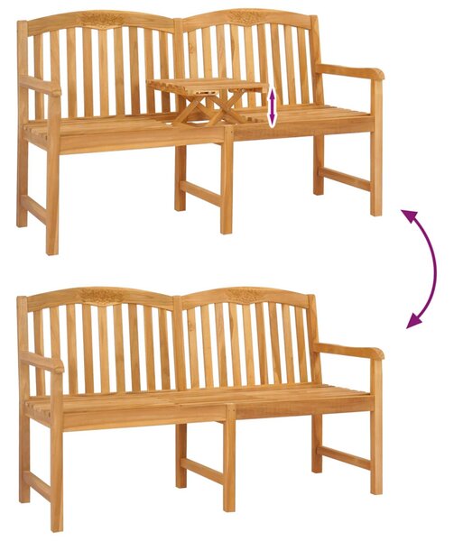 VidaXL Kézműves Rózsabank Természetes 150,5 x 60 x 95 cm Tömör Teakfa