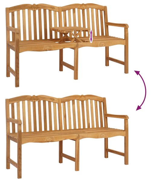 VidaXL Kézműves Rózsabank Természetes 155 x 60 x 94 cm Tömör Teakfa