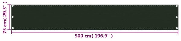 Sötétzöld HDPE erkélytakaró 75 x 500 cm