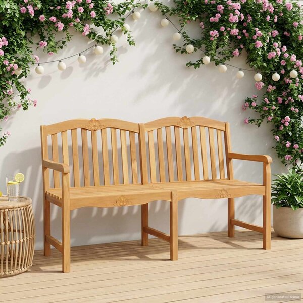 VidaXL Kézműves Rózsabank Természetes 150 x 60,5 x 95 cm Tömör Teakfa
