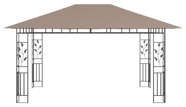 Tópszínű pavilon szúnyoghálóval 4 x 3 x 2,73 m 180 g/m²