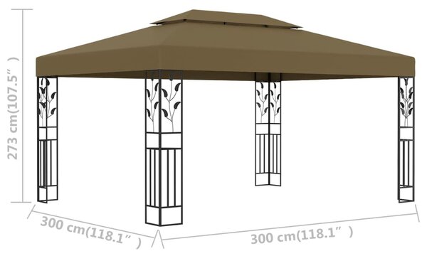 Tópszínű dupla tetős pavilon 3 x 4 m 180 g/m²
