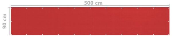 Piros HDPE erkélytakaró 90 x 500 cm
