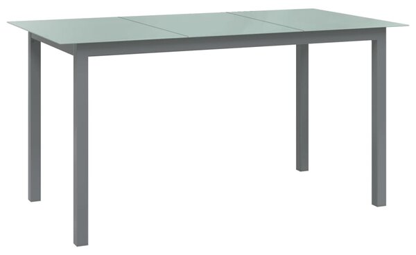 Világosszürke alumínium és üveg kerti asztal 150 x 90 x 74 cm
